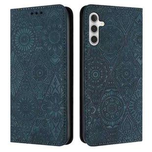 For Samsung Galaxy A35 Ethnic Embossed Adsorption Leather Phone Case(Blue)
