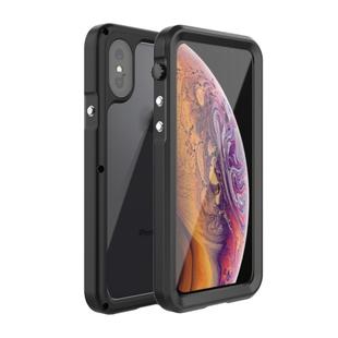 For iPhone XS Max R-JUST Seal Series IP68 Waterproof Shockproof Dustproof Metal + Frosted PC Protective Case(Black)