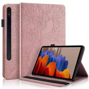 For Samsung Galaxy Tab S9 / S8 / S7 Life Tree Series Horizontal Flip Leather Tablet Case(Rose Gold)