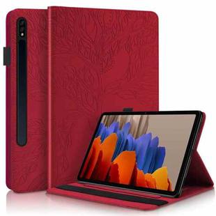 For Samsung Galaxy Tab S9+ / S9 FE+ Life Tree Series Horizontal Flip Leather Tablet Case(Red)