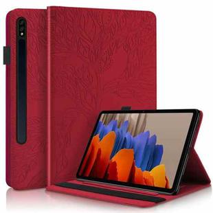 For Samsung Galaxy Tab S9 / S9 FE Life Tree Series Horizontal Flip Leather Tablet Case(Red)