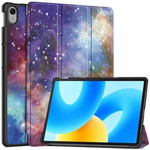 For Huawei MatePad 11.5 2023 Custer Painted 3-Fold Holder Smart Leather Tablet Case(Galaxy Nebula)