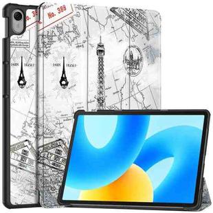 For Huawei MatePad 11.5 2023 Custer Painted 3-Fold Holder Smart Leather Tablet Case(Retro Tower)