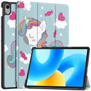 For Huawei MatePad 11.5 2023 Custer Painted 3-Fold Holder Smart Leather Tablet Case(Unicorn)