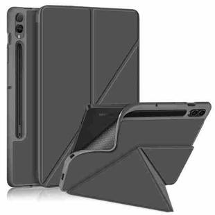 For Samsung Galaxy Tab S9 Cloth Texture Multi-folding Horizontal Flip Leather Tablet Case(Grey)