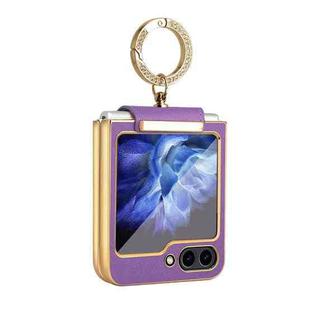 For Samsung Galaxy Z Flip5 Colorful PU Phone Case with Ring Holder(Purple)