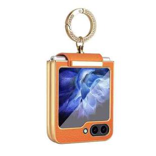 For Samsung Galaxy Z Flip5 Colorful PU Phone Case with Ring Holder(Orange)