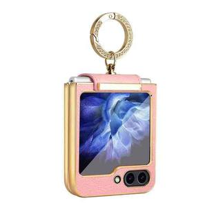 For Samsung Galaxy Z Flip5 Colorful PU Phone Case with Ring Holder(Pink)