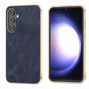 For Samsung Galaxy Z Flip5 Nano Plating Cowhide Texture PU Phone Case(Blue)