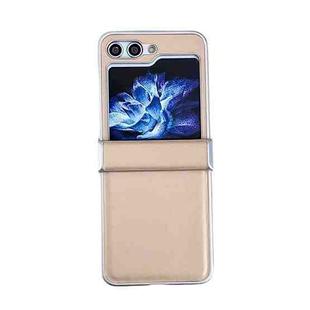 For Samsung Galaxy Z Flip5 Metallic Painting Leather Texture Phone Case(Khaki)