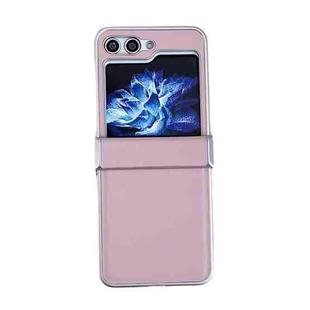 For Samsung Galaxy Z Flip5 Metallic Painting Leather Texture Phone Case(Pink)