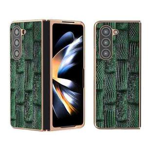 For Samsung Galaxy Z Fold5 Nano Electroplate Mahjong Texture Leather Phone Case(Green)