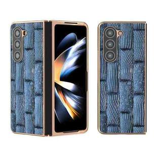 For Samsung Galaxy Z Fold5 Nano Electroplate Mahjong Texture Leather Phone Case(Blue)