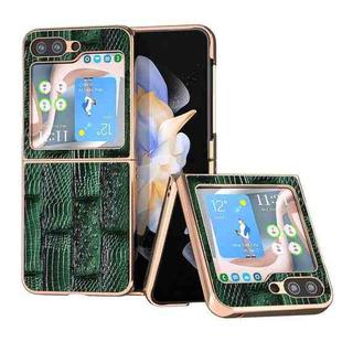 For Samsung Galaxy Z Flip5 Nano Electroplate Mahjong Texture Leather Phone Case(Green)