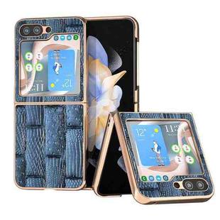 For Samsung Galaxy Z Flip5 Nano Electroplate Mahjong Texture Leather Phone Case(Blue)