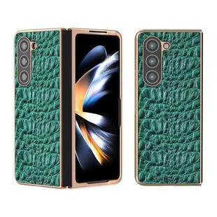 For Samsung Galaxy Z Fold5 Sky Series Nano Electroplating Genuine Leather Phone Case(Green)