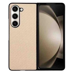 For Samsung Galaxy Z Fold5 Braided Leather Texture PC Phone Case(Beige)