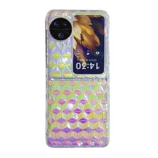 For OPPO Find N3 Flip Colorful Diamond Texture PC Phone Case(Gradient Pink Green)