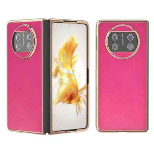 For Huawei Mate X3 Electroplating Haze Texture PU Phone Case(Rose Red)