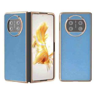 For Huawei Mate X3 Electroplating Haze Texture PU Phone Case(Sky Blue)