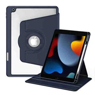For iPad Pro 10.2 2021 2020 2019 Acrylic 360 Rotation Detachable Leather Tablet Case(Dark Blue)