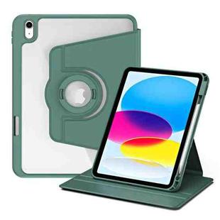 For iPad 10th Gen 10.9 2022 Acrylic 360 Rotation Detachable Leather Tablet Case(Deep Green)