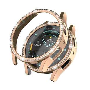 For Samsung Galaxy Watch 6 44mm Diamond Hollow PC Watch Protective Case(Rose Gold)