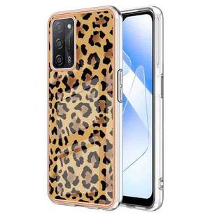 For OPPO A55 5G / A53s 5G / A54 4G Electroplating Marble Dual-side IMD Phone Case(Leopard Print)