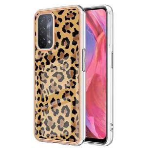 For OPPO A74 / A93 5G / A54 5G / A93s 5G Electroplating Marble Dual-side IMD Phone Case(Leopard Print)
