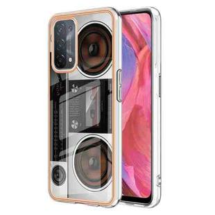 For OPPO A74 / A93 5G / A54 5G / A93s 5G Electroplating Marble Dual-side IMD Phone Case(Retro Radio)