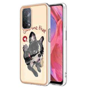 For OPPO A74 / A93 5G / A54 5G / A93s 5G Electroplating Marble Dual-side IMD Phone Case(Lucky Dog)