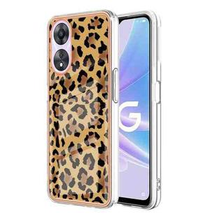 For OPPO A78 / A58 Electroplating Marble Dual-side IMD Phone Case(Leopard Print)