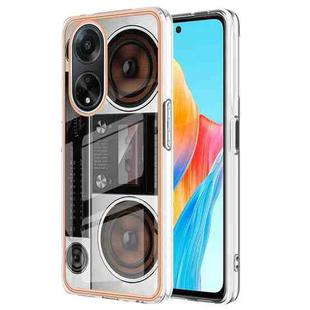 For OPPO A98 Electroplating Marble Dual-side IMD Phone Case(Retro Radio)