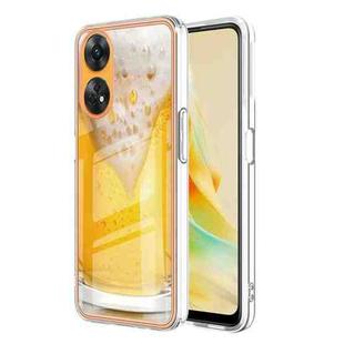 For OPPO Reno8 T 4G Electroplating Marble Dual-side IMD Phone Case(Draft Beer)