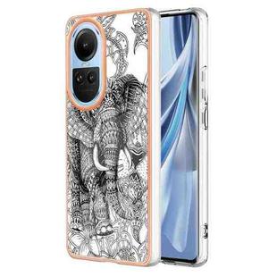 For OPPO Reno10 5G Global Electroplating Marble Dual-side IMD Phone Case(Totem Elephant)