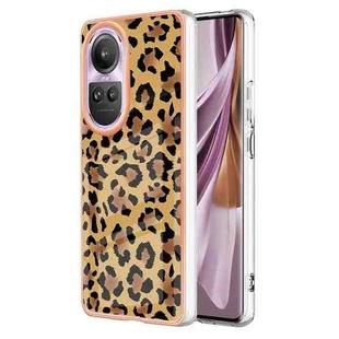 For OPPO Reno10 Pro 5G Global Electroplating Marble Dual-side IMD Phone Case(Leopard Print)