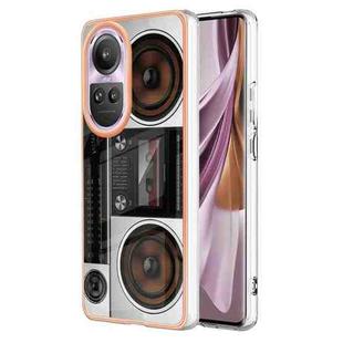 For OPPO Reno10 Pro 5G Global Electroplating Marble Dual-side IMD Phone Case(Retro Radio)