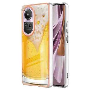 For OPPO Reno10 Pro 5G Global Electroplating Marble Dual-side IMD Phone Case(Draft Beer)