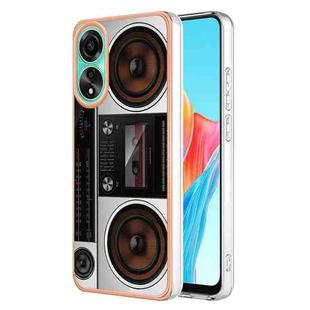 For OPPO A78 4G Electroplating Marble Dual-side IMD Phone Case(Retro Radio)