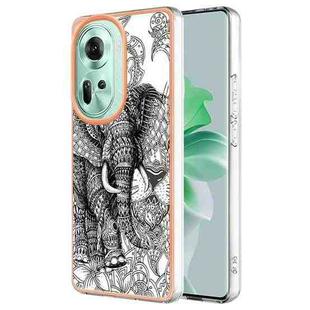 For OPPO Reno11 5G Global Electroplating Marble Dual-side IMD Phone Case(Totem Elephant)