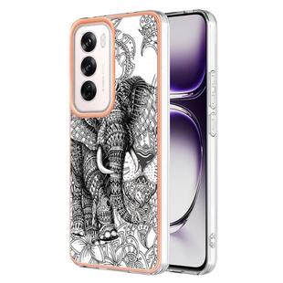 For OPPO Reno12 Global Electroplating Marble Dual-side IMD Phone Case(Totem Elephant)