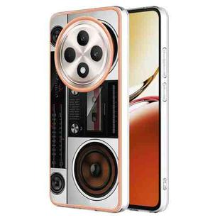 For OPPO Reno12 F 5G Electroplating Marble Dual-side IMD Phone Case(Retro Radio)