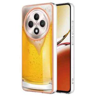 For OPPO Reno12 F 5G Electroplating Marble Dual-side IMD Phone Case(Draft Beer)