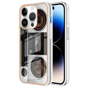 For iPhone 13 Pro Electroplating Marble Dual-side IMD Phone Case(Retro Radio)