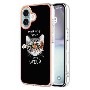 For iPhone 16 Plus Electroplating Marble Dual-side IMD Phone Case(Natural Growth)