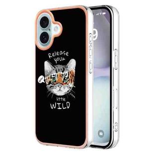 For iPhone 16 Electroplating Marble Dual-side IMD Phone Case(Natural Growth)