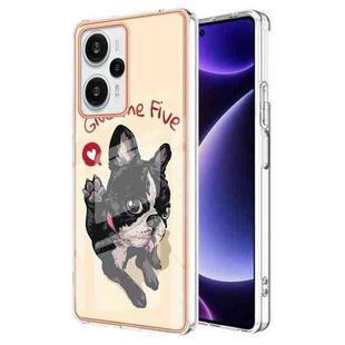 For Xiaomi Poco F5 / Redmi Note 12 Turbo Electroplating Marble Dual-side IMD Phone Case(Lucky Dog)