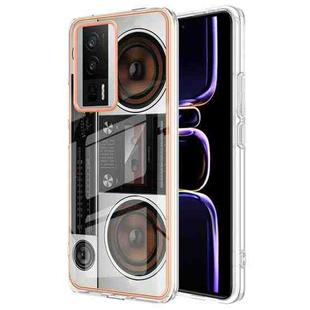 For Xiaomi Poco F5 Pro 5G / Redmi K60 Electroplating Marble Dual-side IMD Phone Case(Retro Radio)