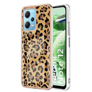For Xiaomi Redmi Note 12 5G Global Electroplating Marble Dual-side IMD Phone Case(Leopard Print)