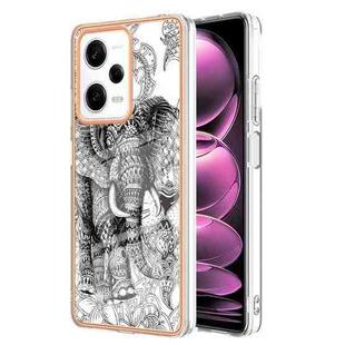 For Xiaomi Redmi Note 12 Pro 5G Global Electroplating Marble Dual-side IMD Phone Case(Totem Elephant)